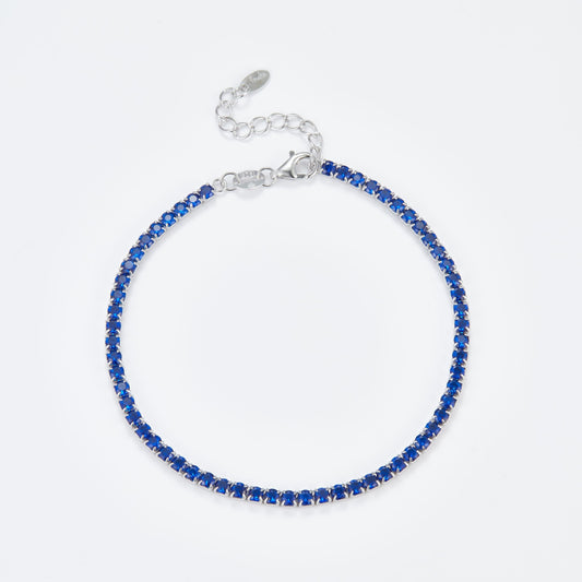 L-Eternità Blue Bracelet 2.5mm Zirconia with White Rhodium Plating