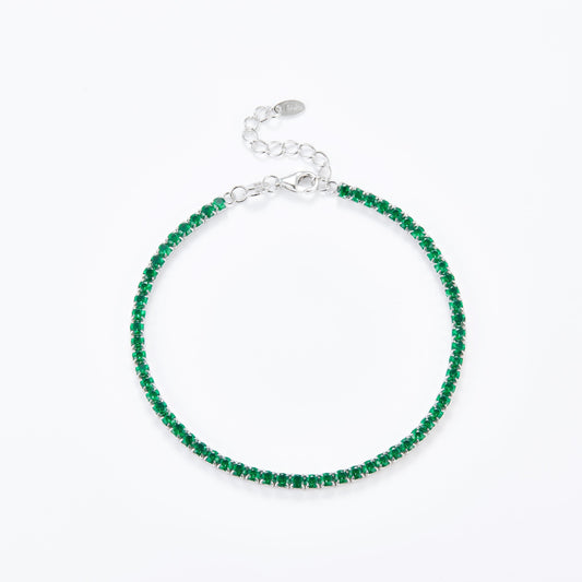 L-Eternità Green Bracelet 2.5mm Zirconia with White Rhodium Plating