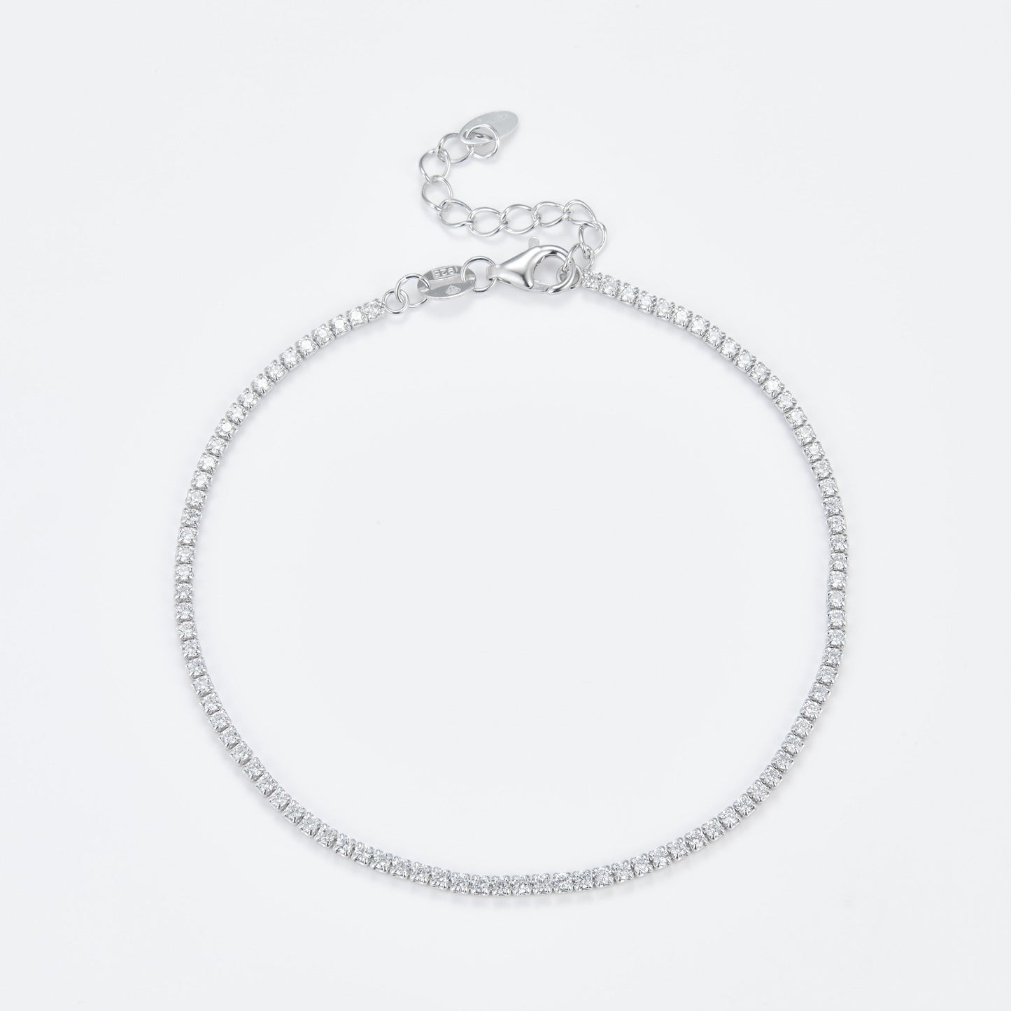 L-Eternità White Bracelet 1.5mm Zirconia with Rhodium Plating