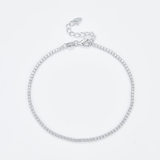 L-Eternità White Bracelet 1.5mm Zirconia with Rhodium Plating