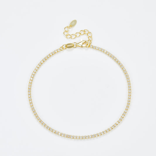 L-Eternità White Bracelet 1.5mm Zirconia with Yellow Gold Plating