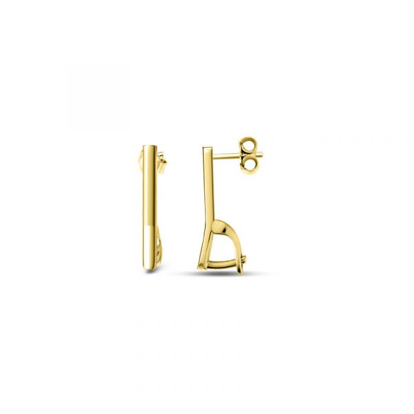 Earring Stud Plain Silver 925 in Yellow Gold Plating