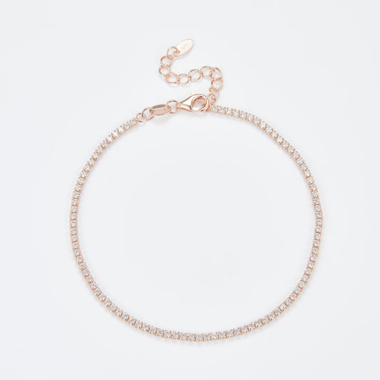 L-Eternità White Bracelet 1.5mm Zirconia with Pink Gold Plating