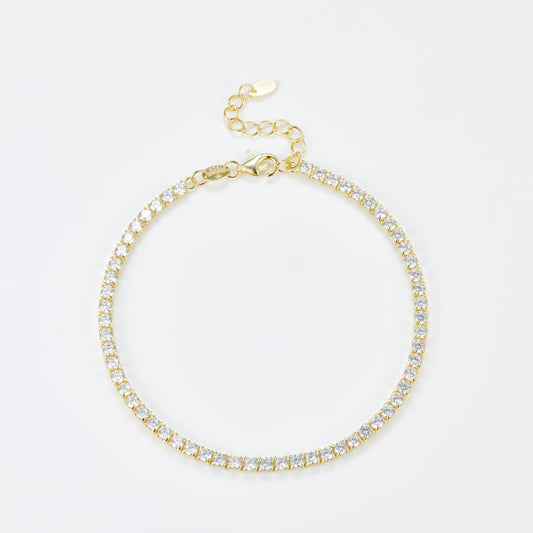 L-Eternità White Bracelet 2.5mm Zirconia with Yellow Gold Plating