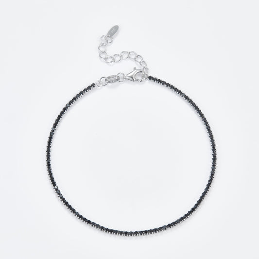 L-Eternità Black Bracelet 1.5mm Zirconia with White Rhodium Plating