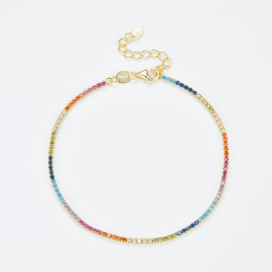 L-Eternità Rainbow Bracelet 1.5mm Zirconia with Yellow Gold Plating