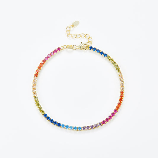 L-Eternità Rainbow Bracelet 2.5mm Zirconia with Yellow Gold Plating