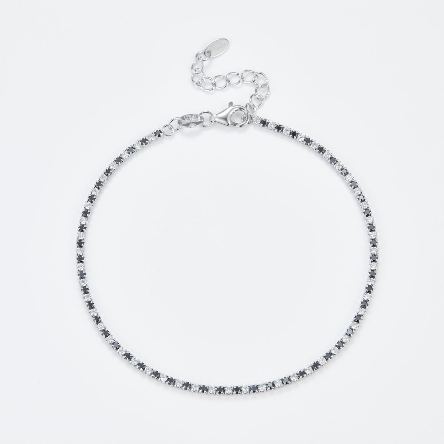 L-Eternità Black and White Bracelet 1.5mm Zirconia with Rhodium Plating