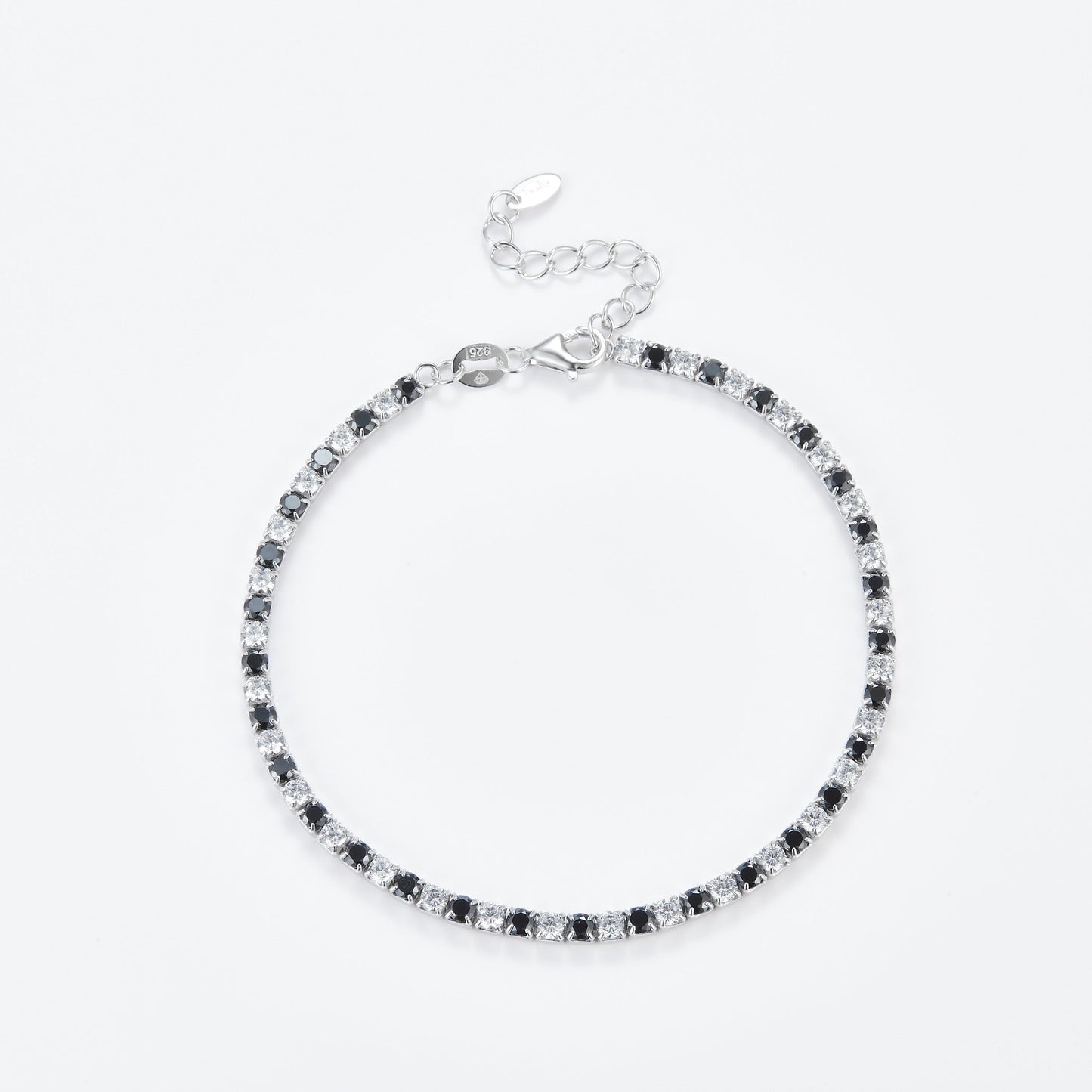 L-Eternità Black and White Bracelet 2.5mm Zirconia with Rhodium Plating