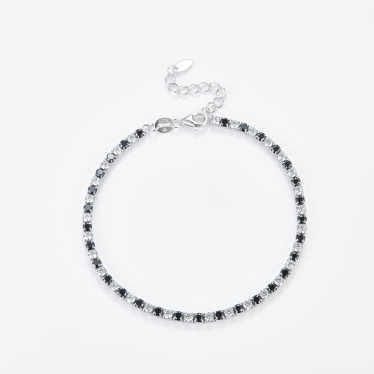 L-Eternità Black and White Bracelet 2.5mm Zirconia with Rhodium Plating