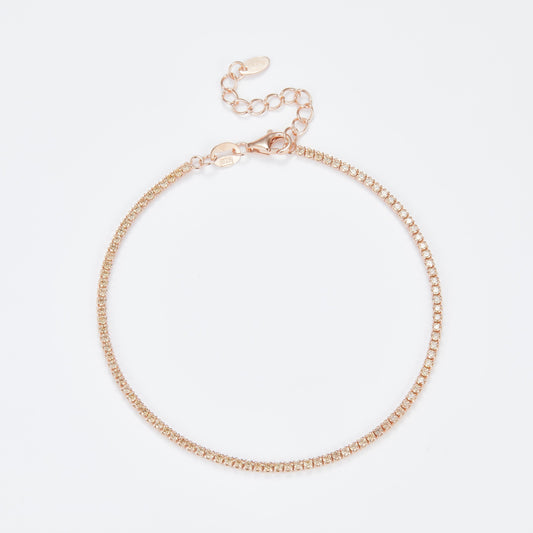 L-Eternità Champagne Bracelet 1.5mm Zirconia with Pink Gold Plating