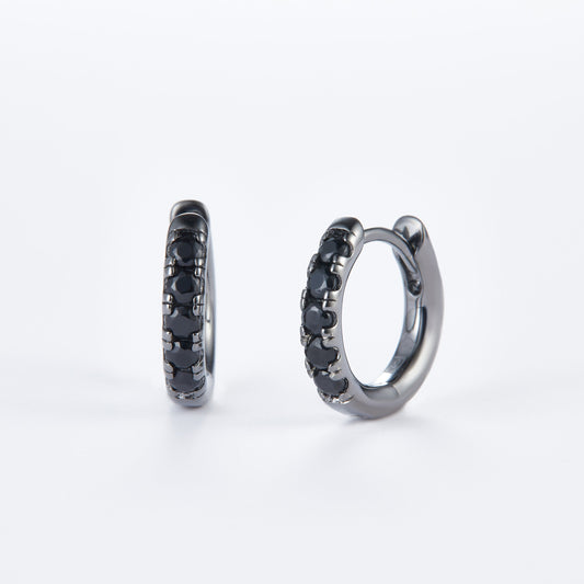 L-Eternità Black Zirconia Small Huggies Earrings with black rhodium plating