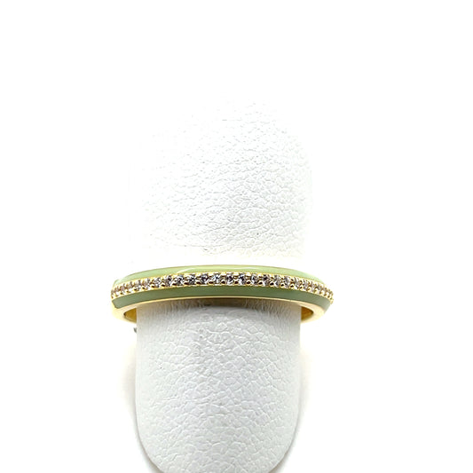 SMALTO - Silver 925 Gold Plated & Light Green Enamel Ring