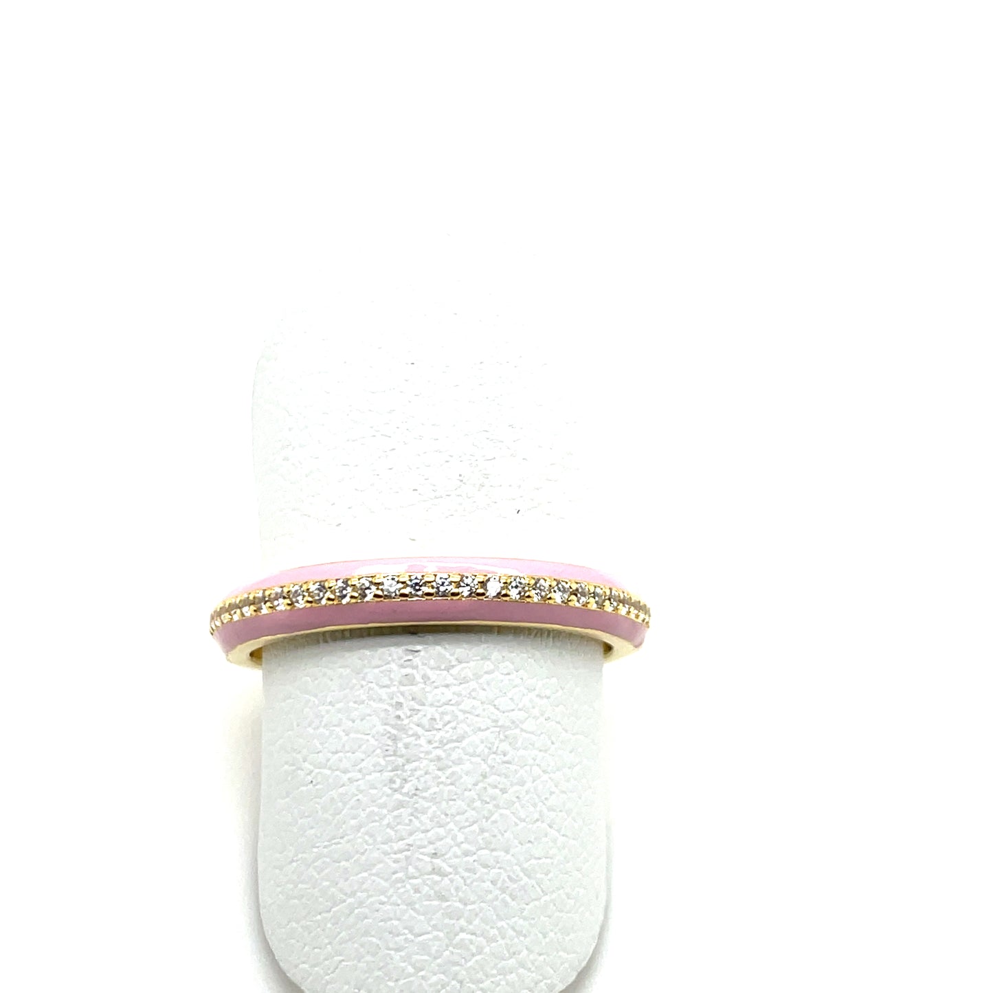 SMALTO - Silver 925 Gold Plated & Pink Enamel Ring