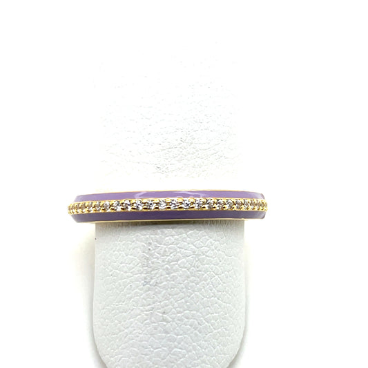 SMALTO - Silver 925 Gold Plated & Purple Enamel Ring