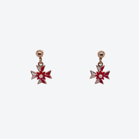 Gold Plated Maltese Cross Earrings with Crystal