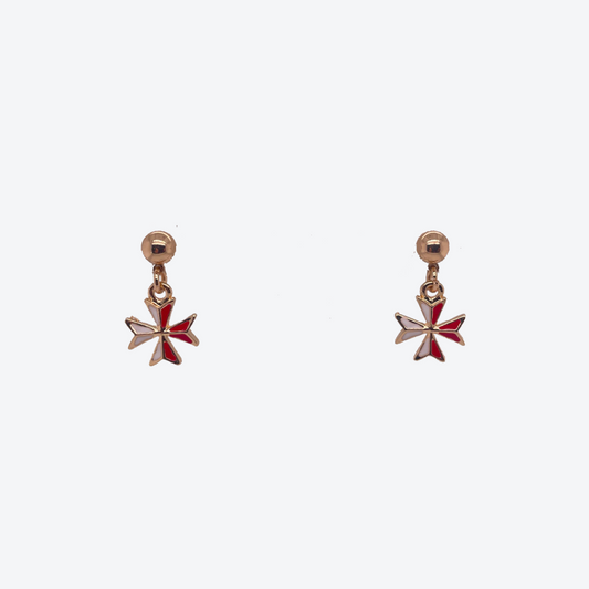 Gold Plated Maltese Cross Earrings