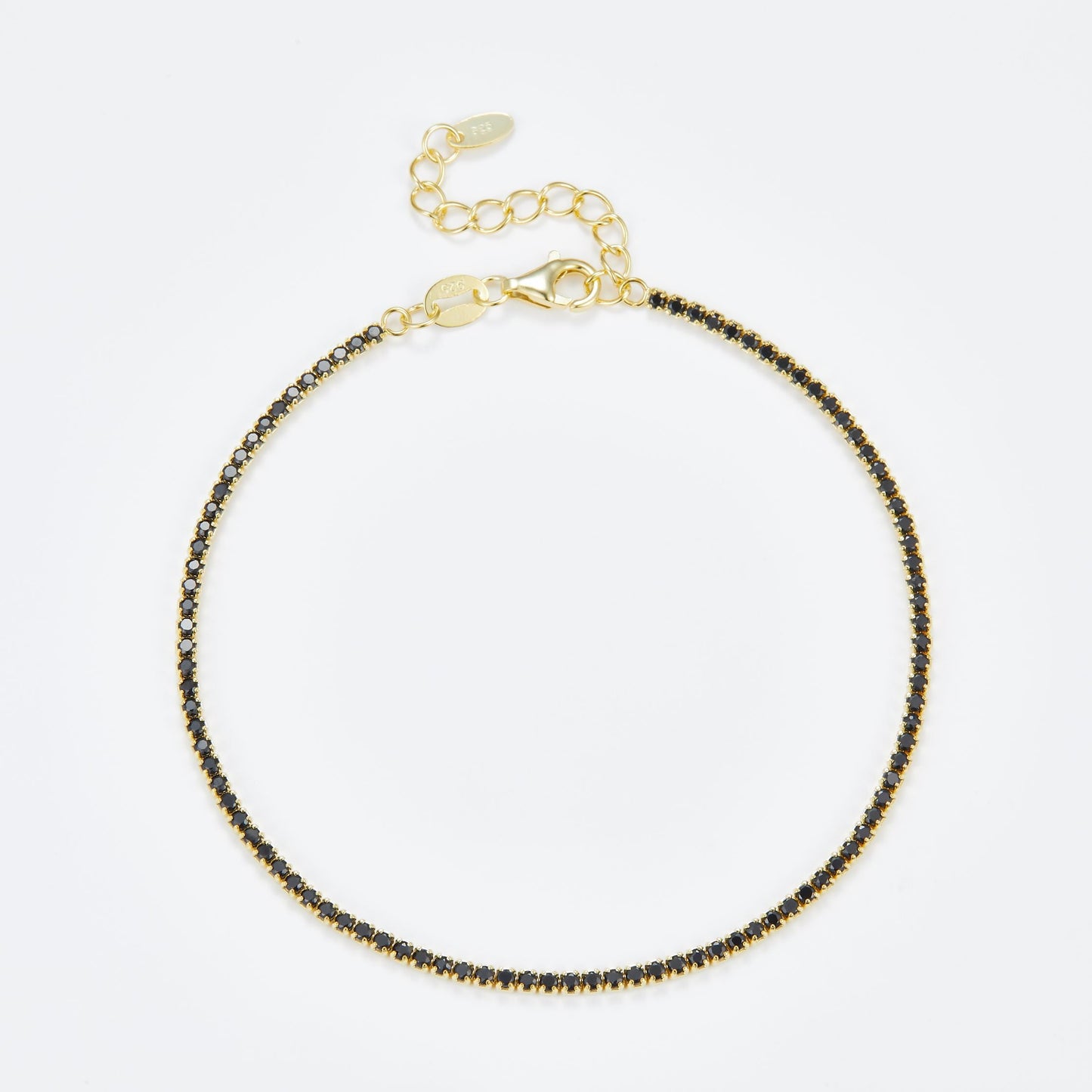 L-Eternità Black Bracelet 1.5mm Zirconia with Yellow Gold Rhodium Plating