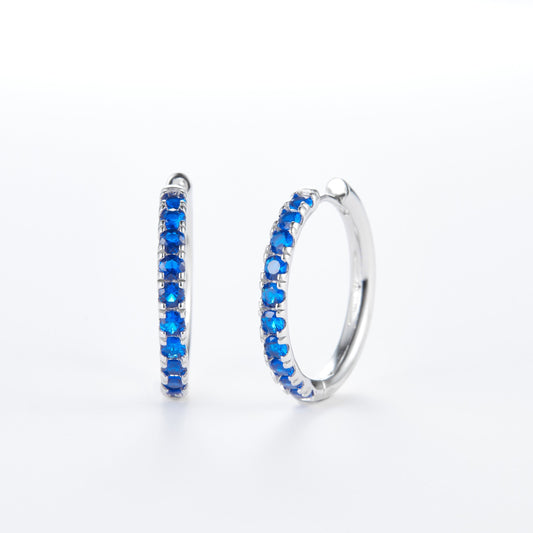 L-Eternità Blue Zirconia Large Huggies Earrings with White Rhodium plating