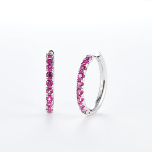 L-Eternità Pink Zirconia Large Huggies Earrings with White Rhodium plating