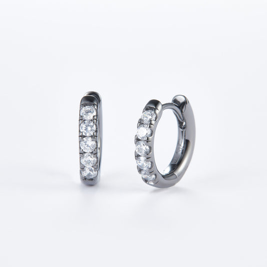 L-Eternità White Zirconia Small Huggies Earrings with Black Rhodium