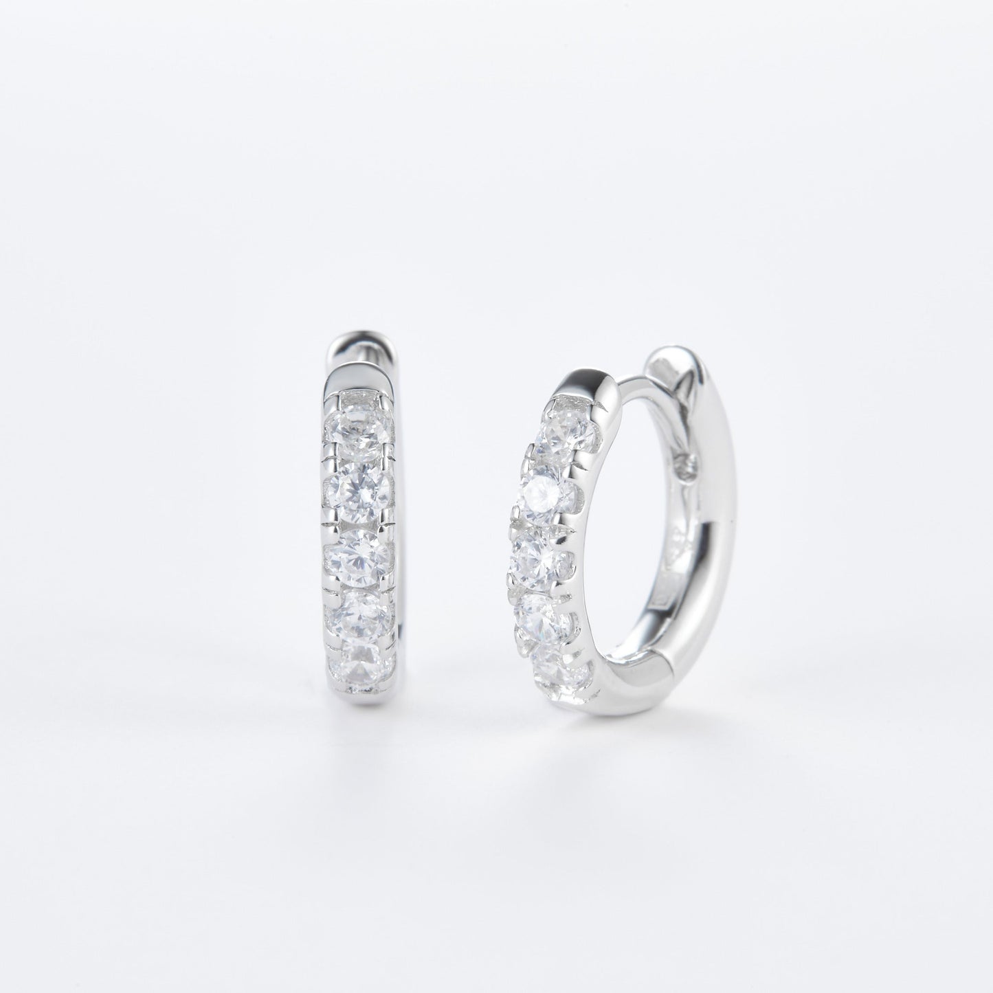 L-Eternità White Zirconia Small Huggies Earrings with White rhodium plating