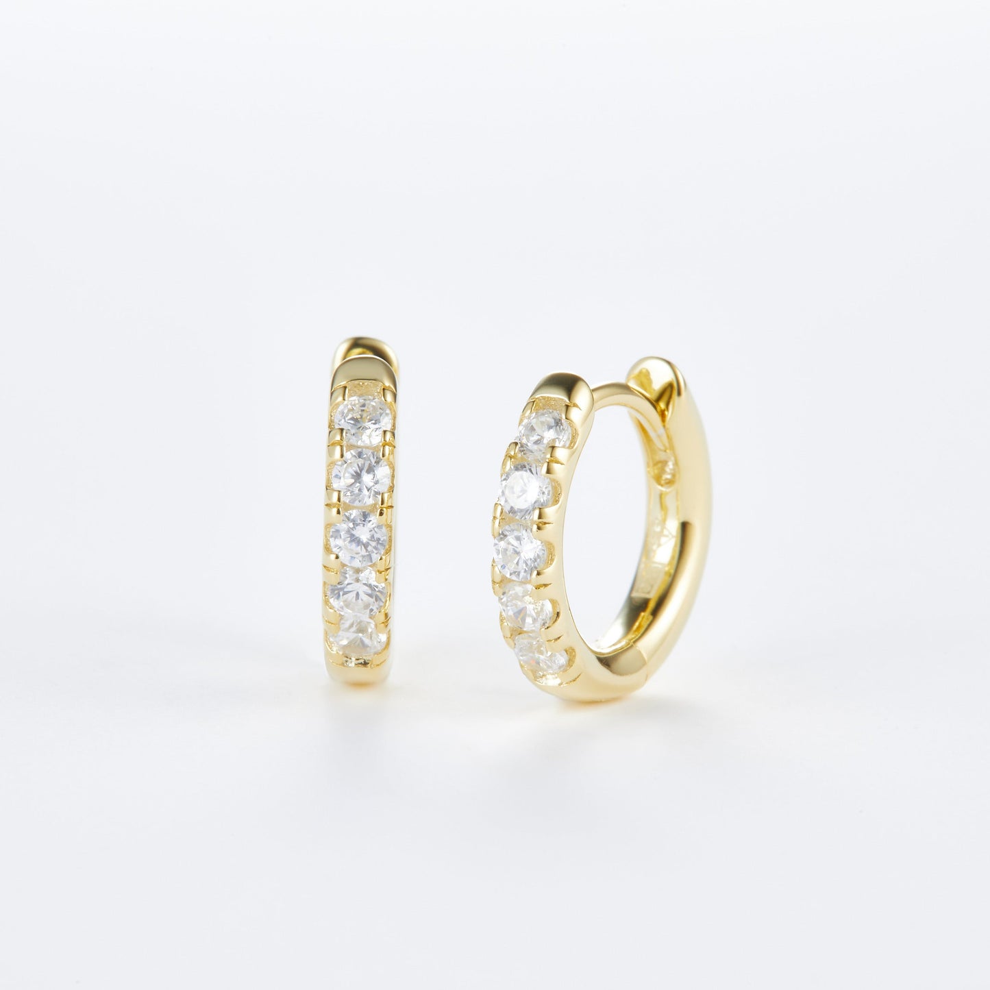 L-Eternità White Zirconia Small Huggies Earrings with Yellow Gold plating