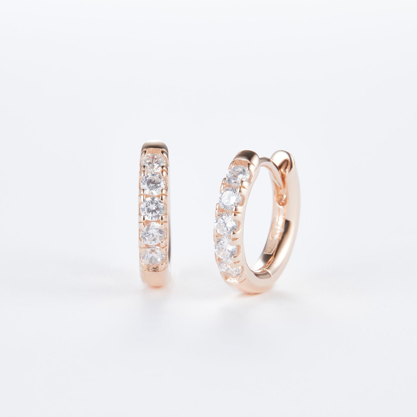 L-Eternità White Zirconia Small Huggies Earrings with Rose Gold plating