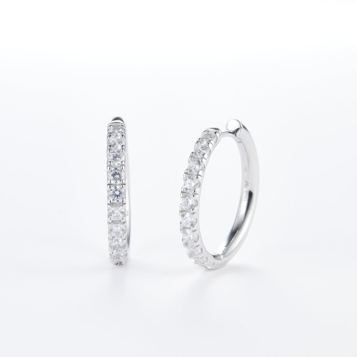 L-Eternità White Zirconia Large Huggies Earrings with White  Rhodium plating