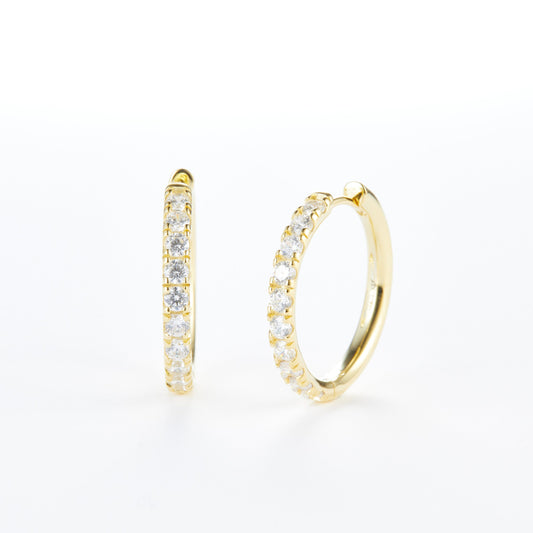 L-Eternità White Zirconia Large Huggies Earrings with Yellow Gold plating