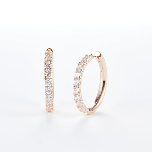 L-Eternità White Zirconia Large Huggies Earrings with Rose Gold plating