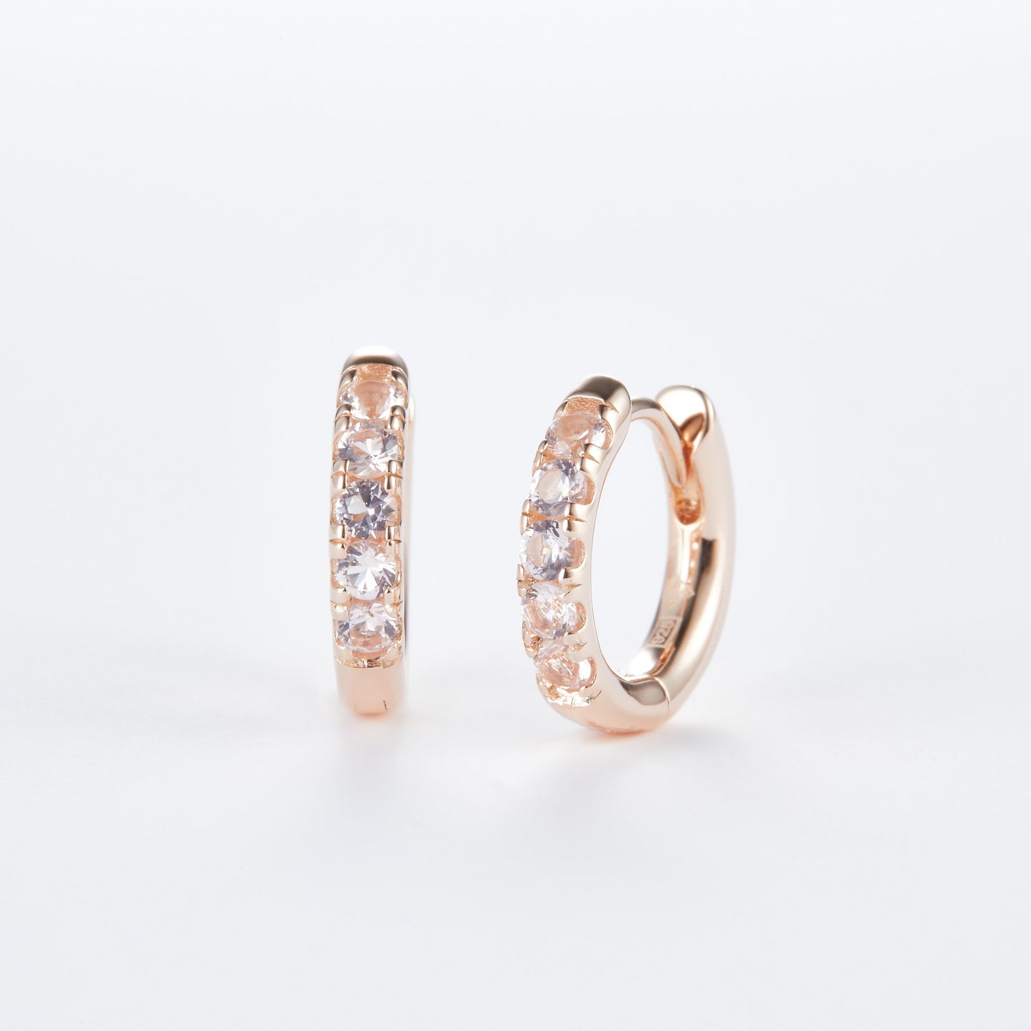 L-Eternità Champagne Zirconia Small Huggies Earrings with Rose Gold plating