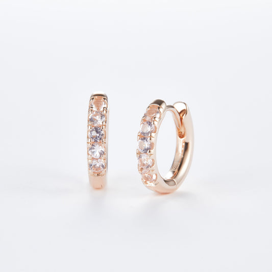 L-Eternità Champagne Zirconia Small Huggies Earrings with Rose Gold plating