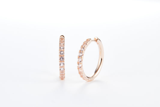 L-Eternità Champagne Zirconia Large Huggies Earrings with Rose Gold plating