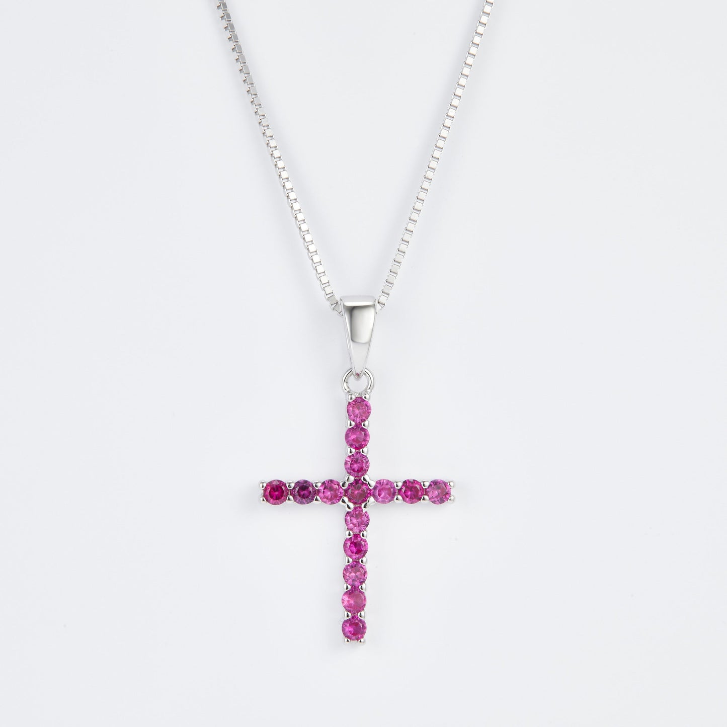 L-Eternità Cross Necklace with Pink Zirconia with White Rhodium plating