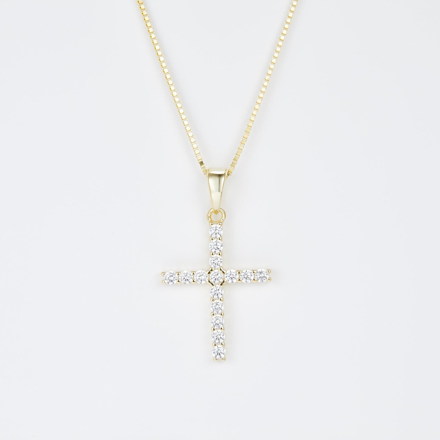 L-Eternità Cross Necklace with White Zirconia with Yellow Gold plating