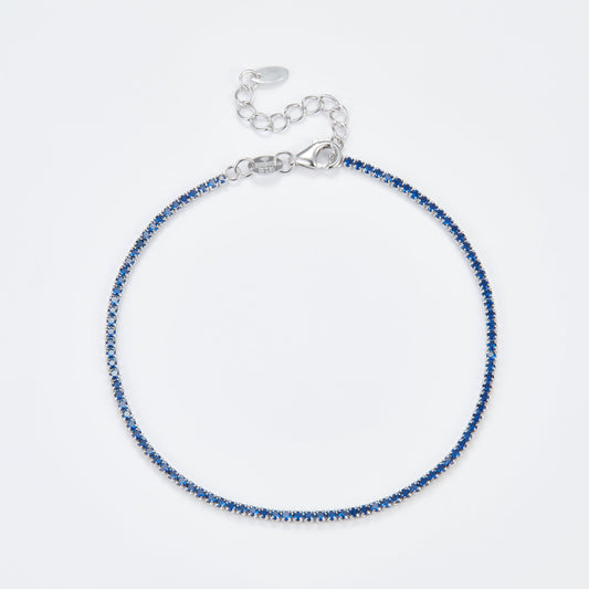 L-Eternità Blue Bracelet 1.5mm Zirconia with Rhodium Plating