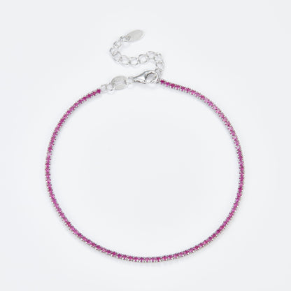 L-Eternità Pink Bracelet 1.5mm Zirconia with Rhodium Plating