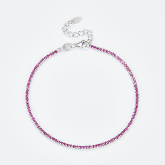 L-Eternità Pink Bracelet 1.5mm Zirconia with Rhodium Plating