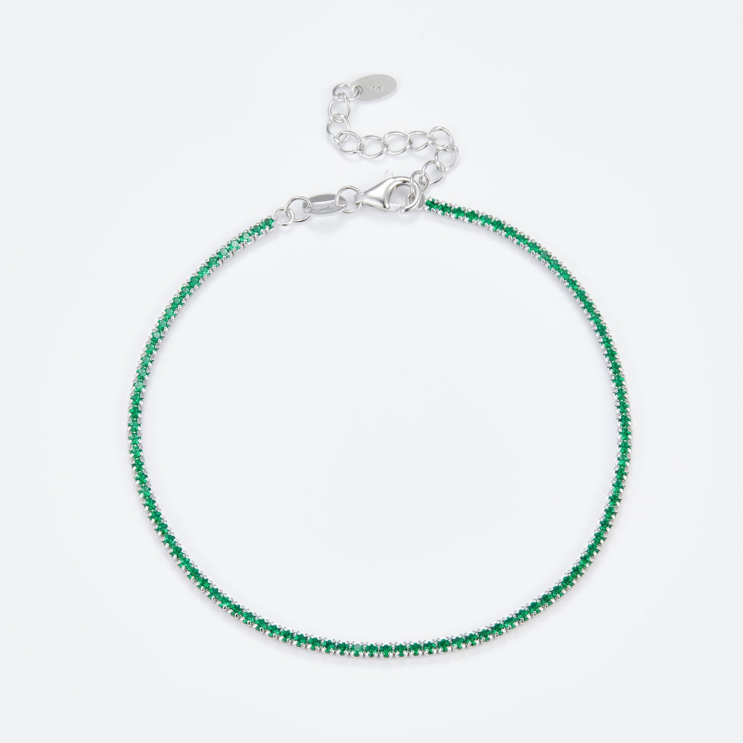 L-Eternità Green Bracelet 1.5mm Zirconia with Rhodium Plating