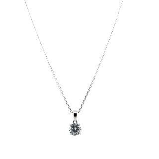 Rhodium Round Solitaire Necklace