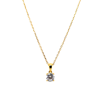 Gold Plated - Round Solitaire Necklace