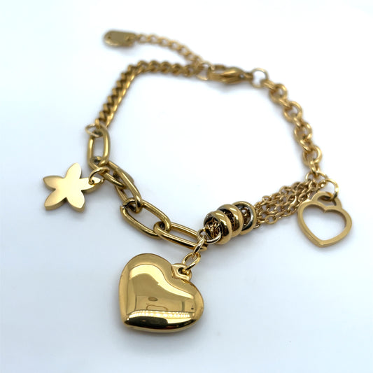 Gold Plated Twisted Charm Bracelet Ref: BR249401G