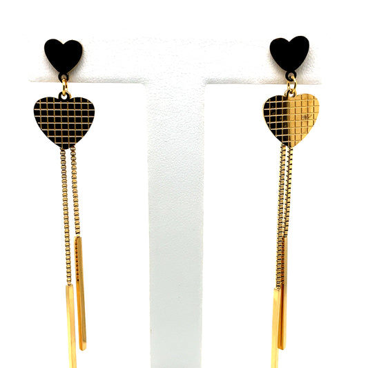 Gold Plated Heart Dangle Earrings Ref: EA574801G