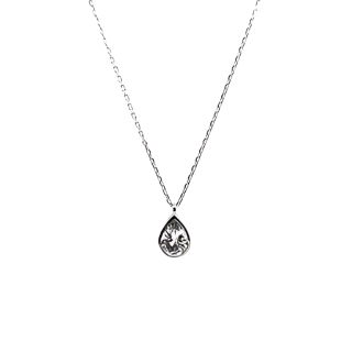 Rhodium Teardrop Solitaire Necklace