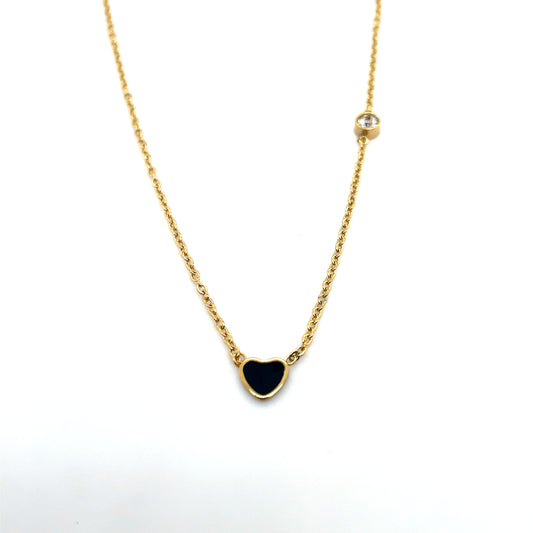 18k Gold Plated Black Heart Pendant Necklace Ref: NE25730BG