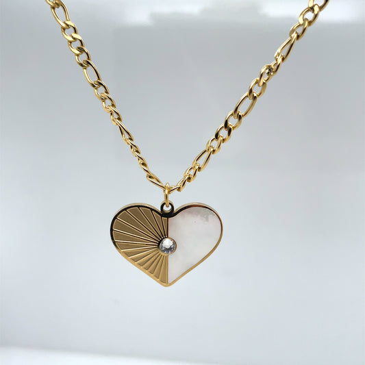 18k Gold Plated Two Tone heart Necklace Ref: NE28270AG