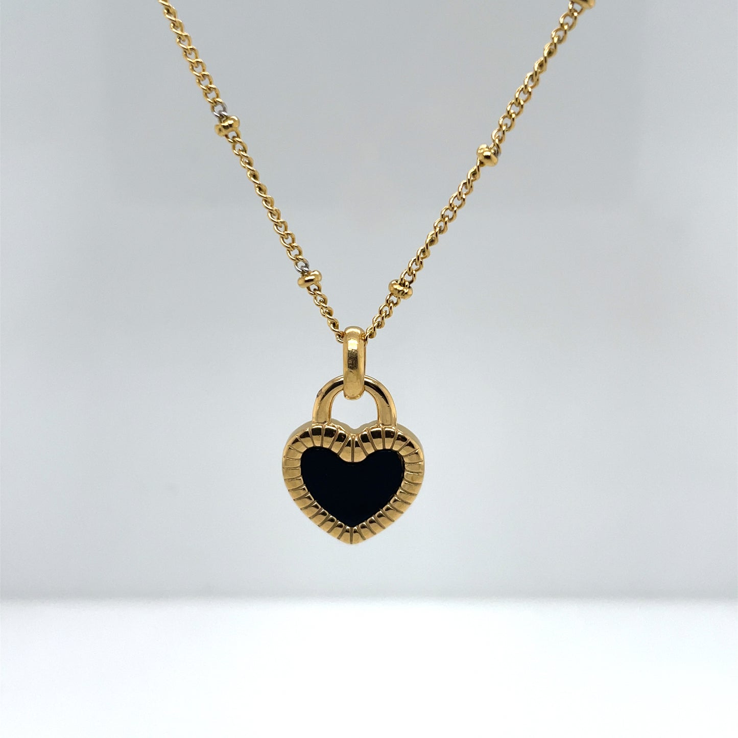 18k Gold Plated Two Tone Heart Necklace Ref:NE2C120EG