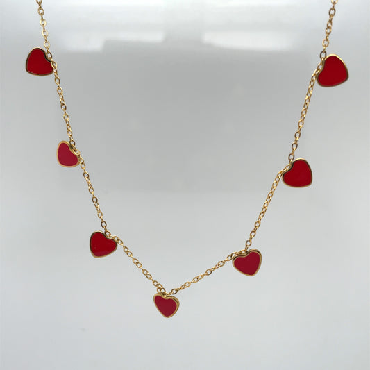 18k Gold Plated Red Heart Charm Necklace Ref: NE2C170EG