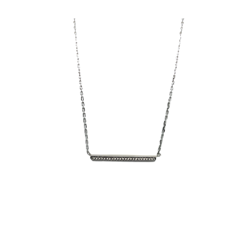 Bar Silver Zircon Necklace